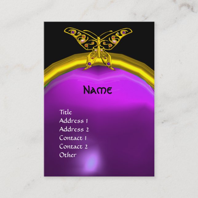 Carte De Visite HYPER BUTTERFLY AMÉTHYST MONOGRAS jaune violet (Devant)