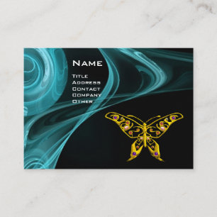 Carte De Visite HYPER BUTTERFLY antique bleu doux jaune