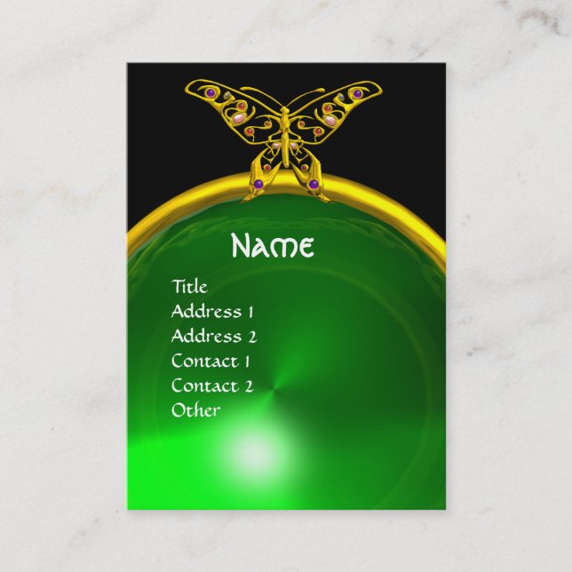 Carte De Visite HYPER BUTTERFLY EMERALD MONOGRAS vert jaune (Devant)