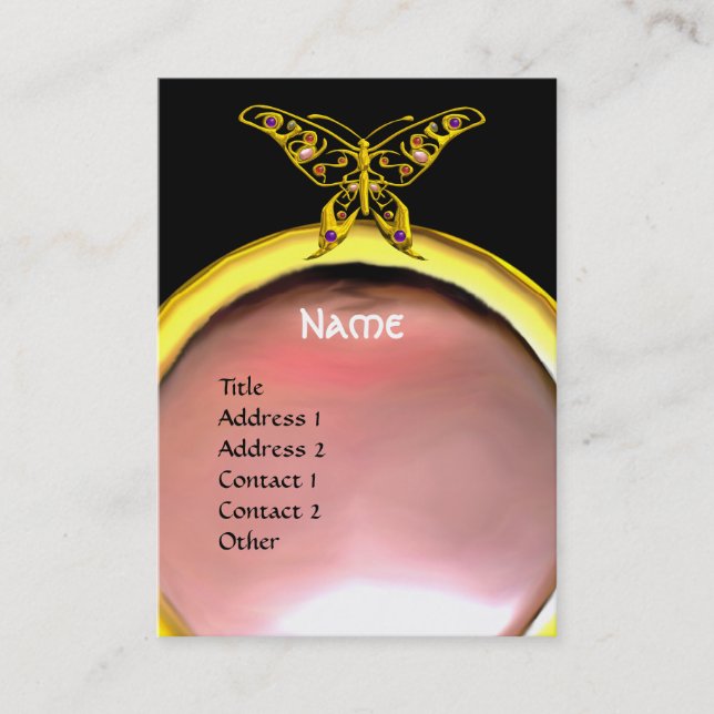 Carte De Visite HYPER BUTTERFLY MONOGRAM perle jaune noir rose (Devant)