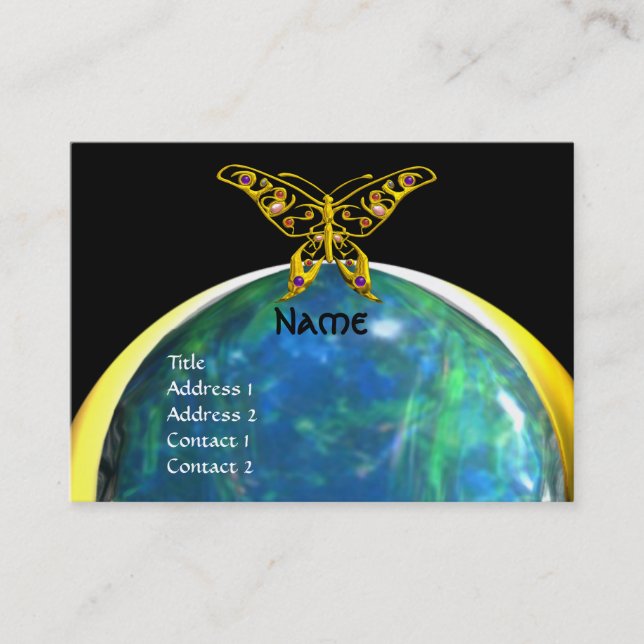 Carte De Visite HYPER BUTTERFLY opale jaune noir bleu (Devant)