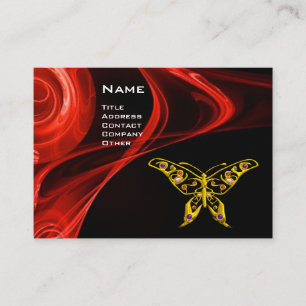 Carte De Visite HYPER BUTTERFLY rouge brillant noir jaune