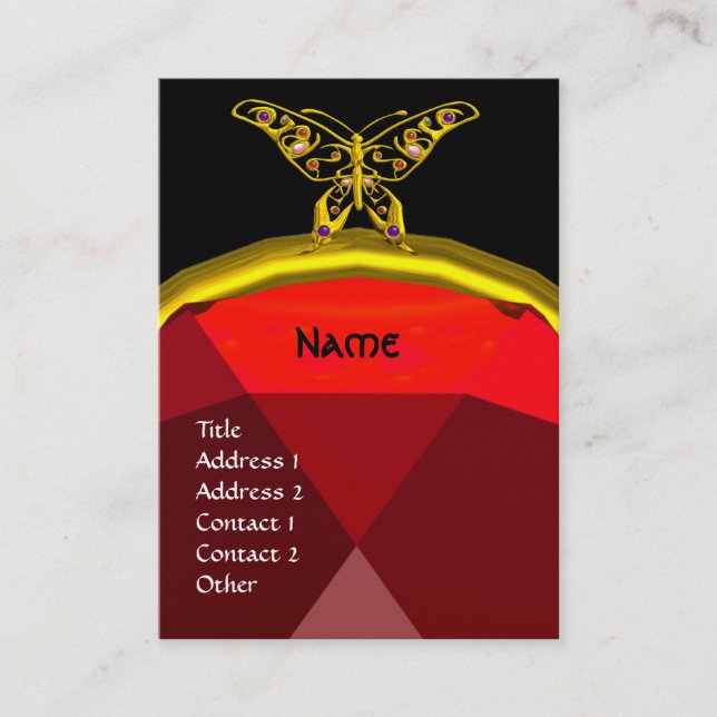 Carte De Visite HYPER BUTTERFLY RUBY MONOGRAS noir rouge jaune (Devant)