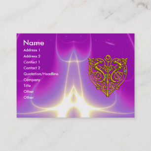 Carte De Visite HYPER VALENTINE, COEUR CELTIQUE OR Violet rose