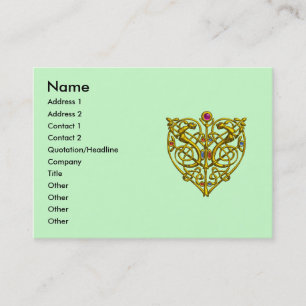CARTE DE VISITE HYPER VALENTINE, COEUR DE COURSE EN CELTIQUE D'OR 