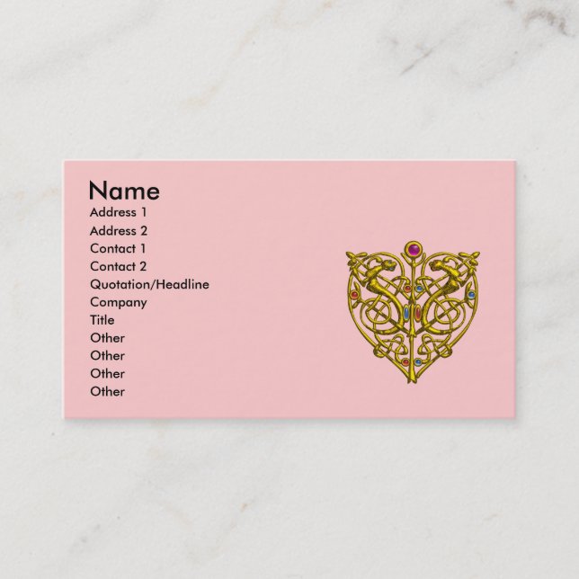 Carte De Visite HYPER VALENTINE /GOLD CELTIC KNOT COEUR JEWEL rose (Devant)