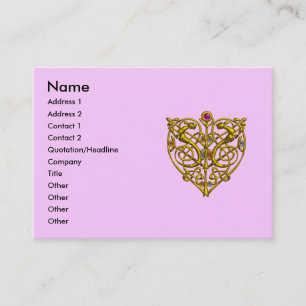 Carte De Visite HYPER VALENTINE /GOLD CELTIC KNOT COEUR JEWEL rose