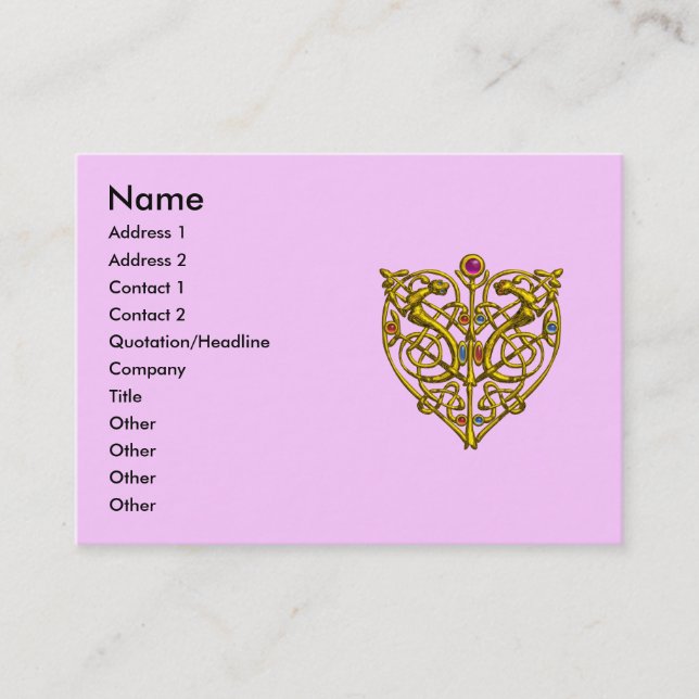 Carte De Visite HYPER VALENTINE /GOLD CELTIC KNOT COEUR JEWEL rose (Devant)