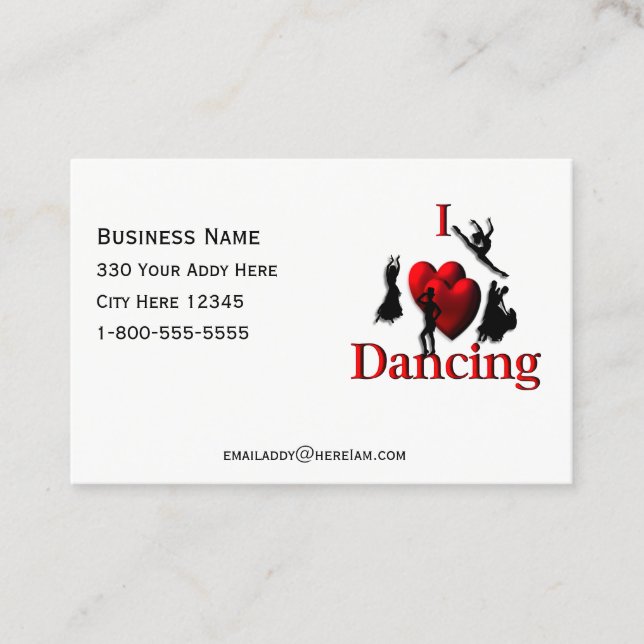 Carte De Visite I Heart Dancing Dance Card (Devant)