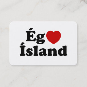 Carte De Visite I Heart (Love) Islande [Ég Elska Ísland] Islandais