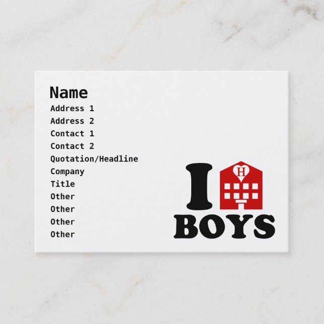 Carte De Visite I Love Hotel Boys (Devant)