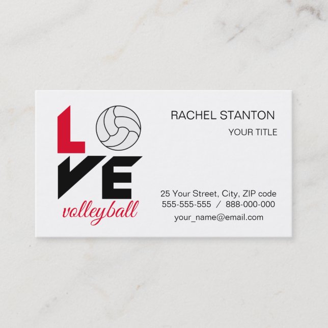 Carte De Visite I Love volleyball (Devant)