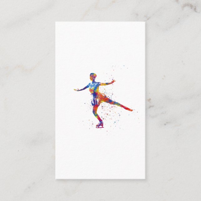 Carte De Visite Ice skater in watercolor (Devant)