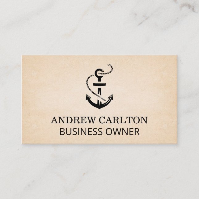 Carte De Visite Icône Ancre | Arrière - plan de texture papier (Devant)