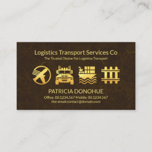 Carte De Visite Icône Brown de logistique Gold Texture