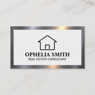 Carte De Visite Icône d'accueil   Carreaux de briques blanches   B