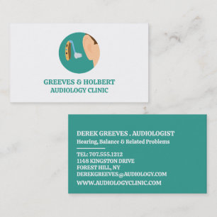 Carte De Visite Icône d'aide auditive, audiologiste, Clinique d'au