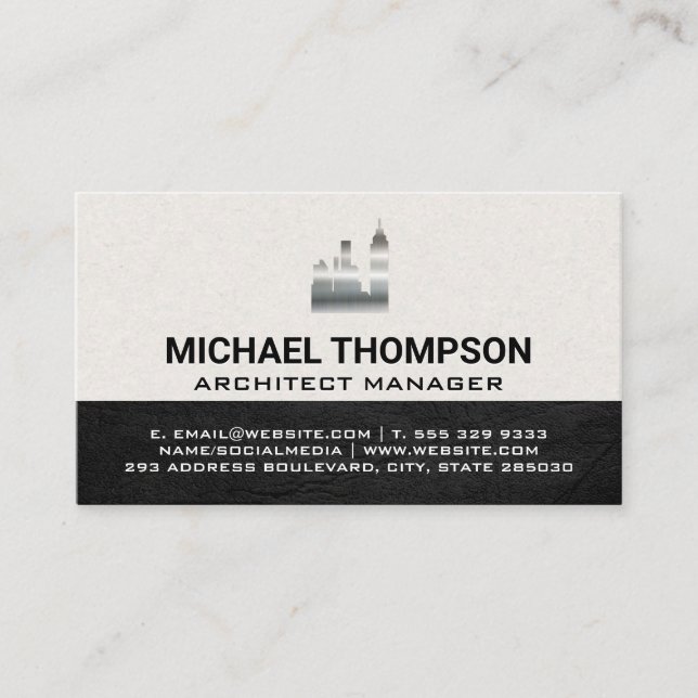 Carte De Visite Icône de construction du gratte-ciel | Métal (Devant)