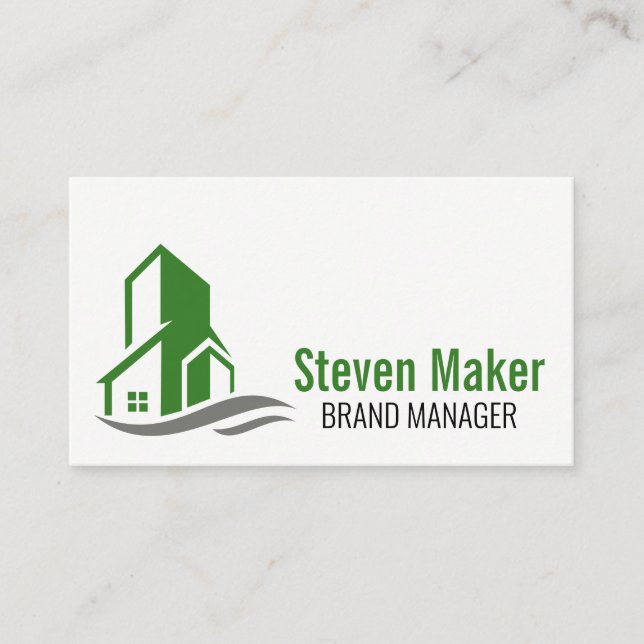 Carte De Visite Icône de construction verte (Devant)