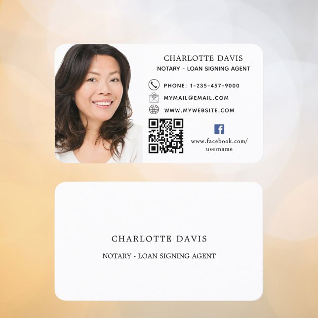 Carte De Visite Icône facebook de code QR blanc (Créateur téléchargé)