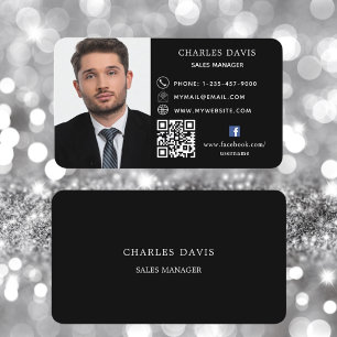 Carte De Visite Icône facebook de code QR noir blanc