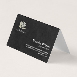 Carte De Visite Icône Fleur Lotus   Noir simple lisse