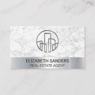 Carte De Visite Icône Générer   MARBRE BLANC   Métallique