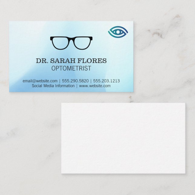 Carte De Visite Icône Lunettes de prescription | Logo optométriste (Devant / Derrière)