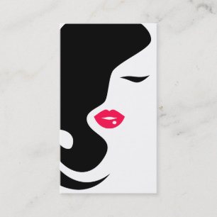 Carte De Visite Icône maquillage Femme visage en noir blanc lèvres