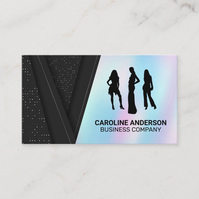 Carte De Visite Icône Modèles | Black Luxury Holographic Arrière - (Devant)