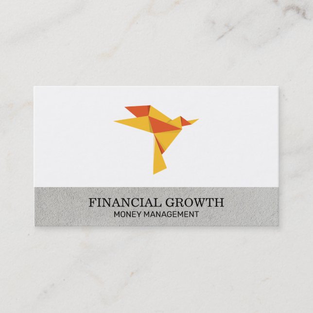 Carte De Visite Icône Oiseau Origami Croissance financière (Devant)