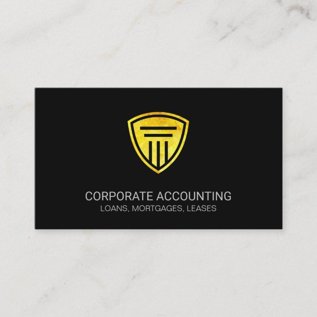 Carte De Visite Icône Pilier Gold Shield | Entreprise (Devant)