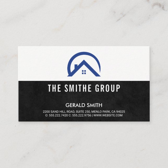 Carte De Visite Icône Réaltor | Texture noire (Devant)