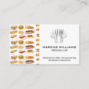 Carte De Visite Icônes alimentaires   Casquette chef et outils de 