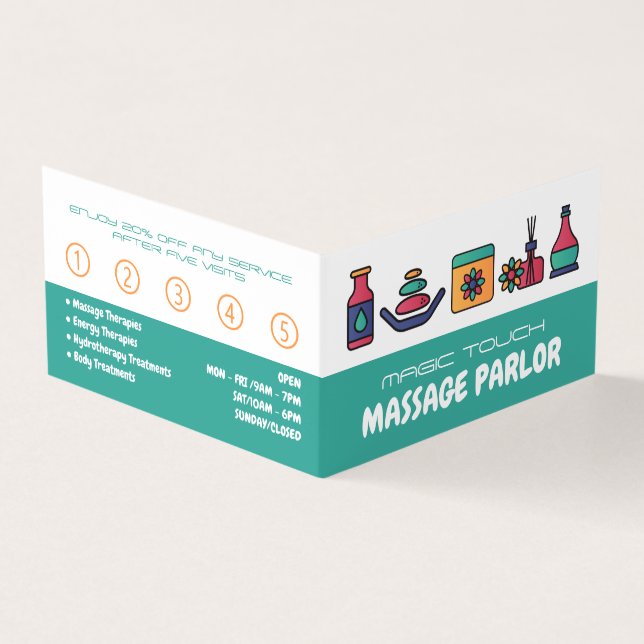 Carte De Visite Icônes de massage, Massage Thérapiste, Fidélité du (Extérieur)