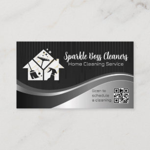 Carte De Visite Icônes de nettoyage à domicile   Code QR