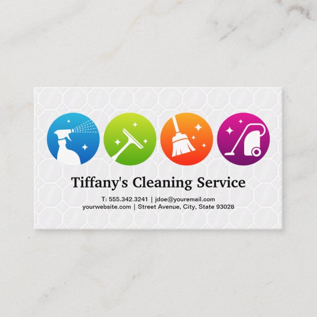 Carte De Visite Icônes de nettoyage | Tenue de la maison | Service (Devant)