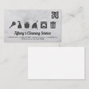 Carte De Visite Icônes de service de nettoyage   qr code