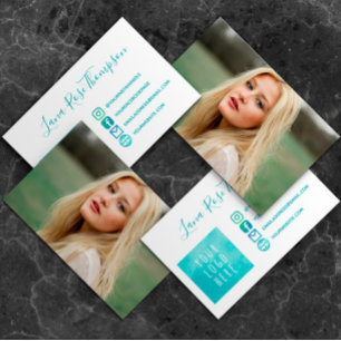 Carte De Visite Icônes des médias sociaux turquoises Photo et logo