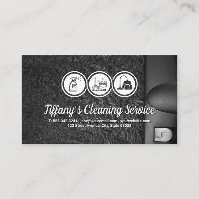Carte De Visite Icônes du service de nettoyage | Vacuuming Rug (Devant)