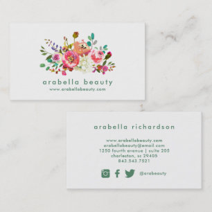 Carte De Visite Icônes florales de médias de Social de l'aquarelle