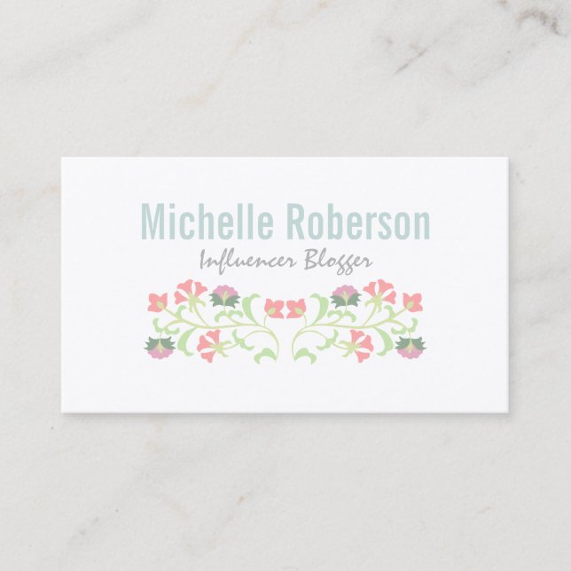Carte De Visite icônes florales des médias sociaux (Devant)