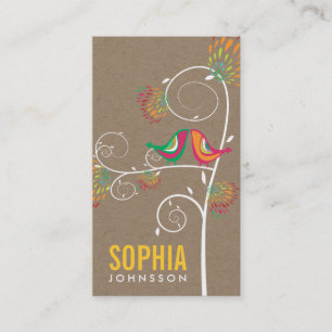 Carte De Visite Identité de la boutique florale des oiseaux de l'a