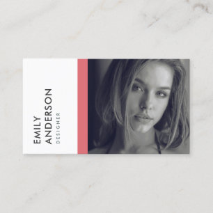 CARTE DE VISITE IDENTITÉ PHOTO PERSONNELLE ROSE MODERNE ET SIMPLE