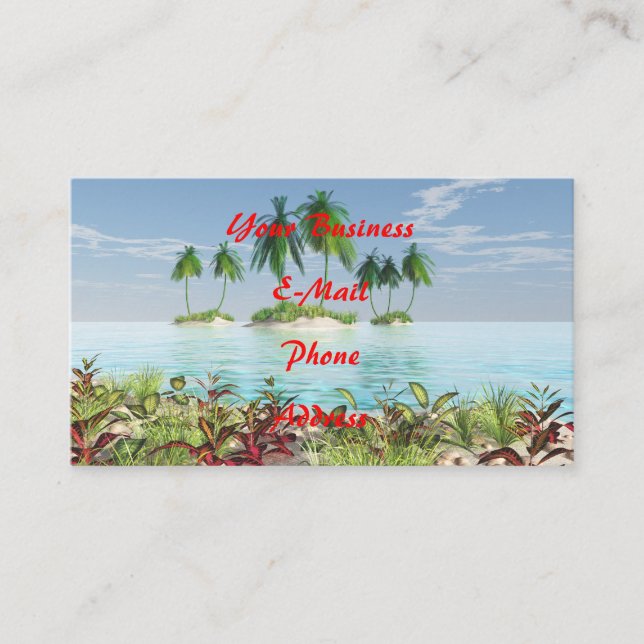 Carte De Visite îles tropicales de palmier de la plage 3D (Devant)
