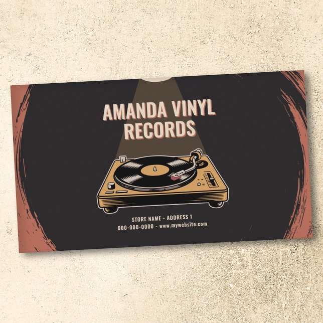 Carte De Visite Illuminated Vinyl Record Turntable (Illuminated Vinyl Record Turntable Business Card)