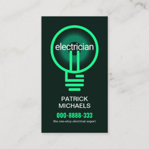 Carte De Visite illumination du filtre à bulbe électrique vert