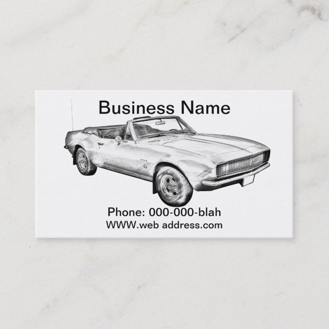 Carte De Visite Illustration 1967 de voiture de muscle de Camaro (Devant)