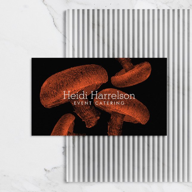 Carte De Visite Illustration à l'écran de champignons orange/noir (Créateur téléchargé)