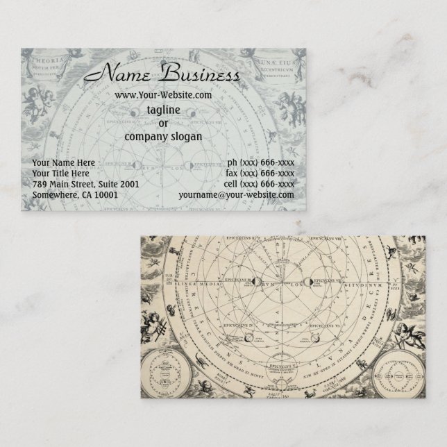Carte De Visite Illustration antique de l'astrologie et de l'astro (Devant / Derrière)